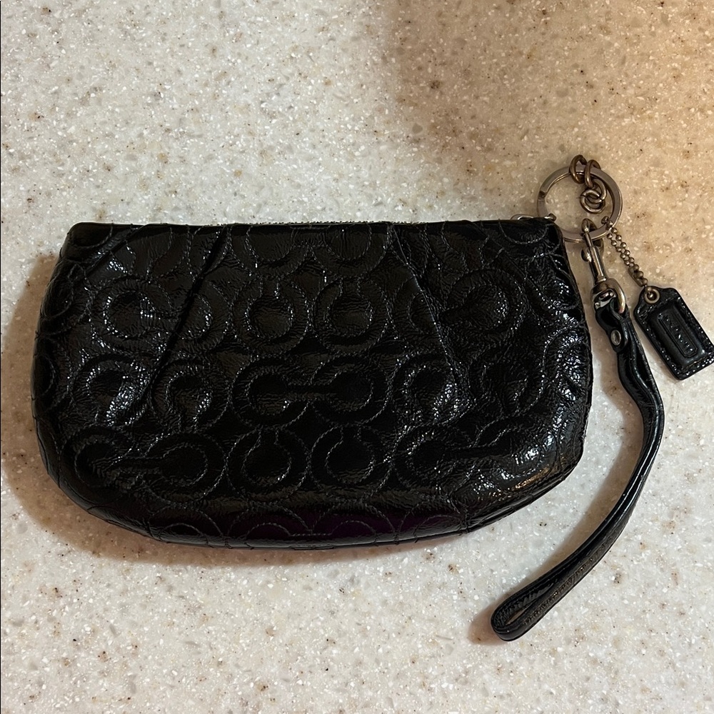 Coach Black Embossed Wristlet